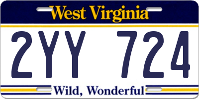 WV license plate 2YY724