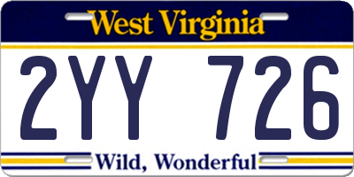 WV license plate 2YY726