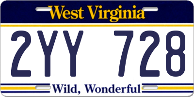 WV license plate 2YY728