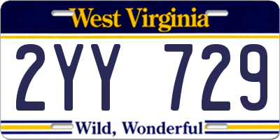 WV license plate 2YY729