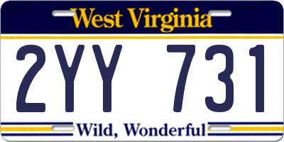 WV license plate 2YY731