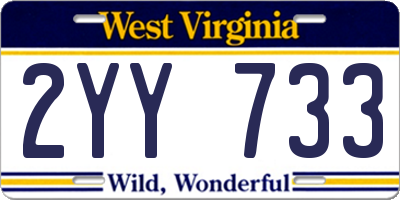 WV license plate 2YY733