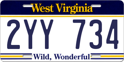 WV license plate 2YY734
