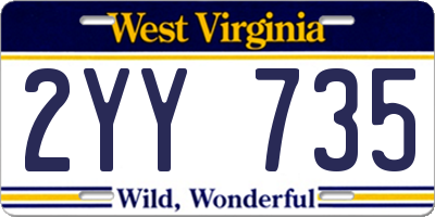 WV license plate 2YY735