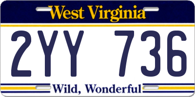 WV license plate 2YY736