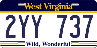 WV license plate 2YY737