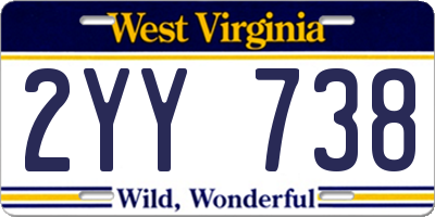 WV license plate 2YY738