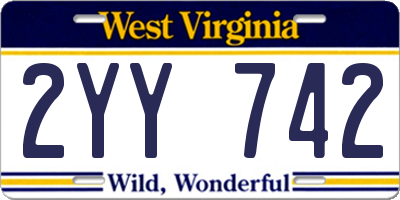 WV license plate 2YY742