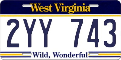 WV license plate 2YY743