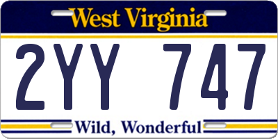 WV license plate 2YY747