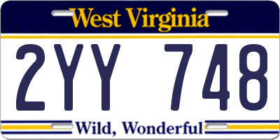 WV license plate 2YY748