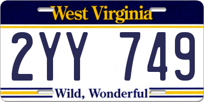 WV license plate 2YY749