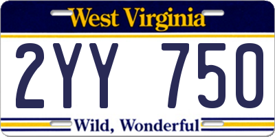 WV license plate 2YY750