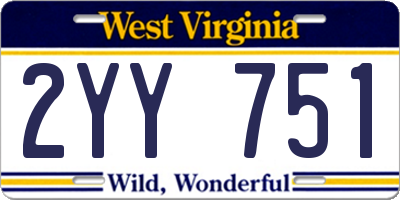 WV license plate 2YY751