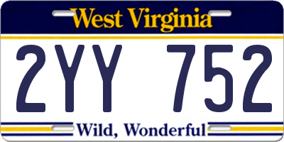 WV license plate 2YY752