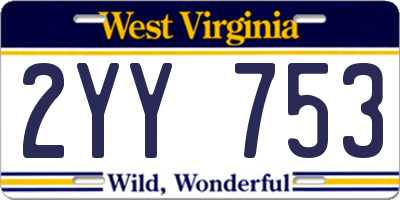 WV license plate 2YY753