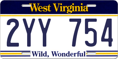 WV license plate 2YY754