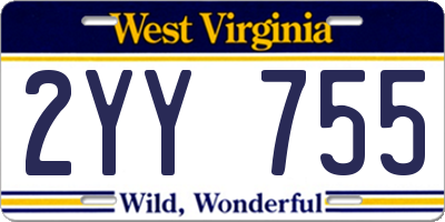 WV license plate 2YY755