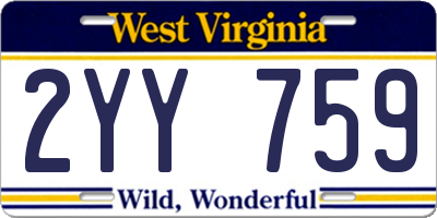 WV license plate 2YY759
