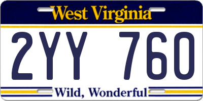 WV license plate 2YY760