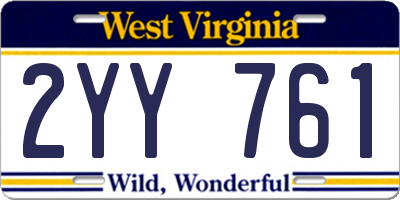 WV license plate 2YY761