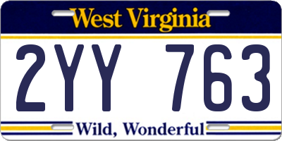 WV license plate 2YY763