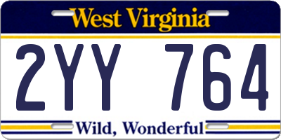 WV license plate 2YY764