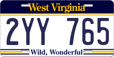 WV license plate 2YY765