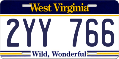 WV license plate 2YY766