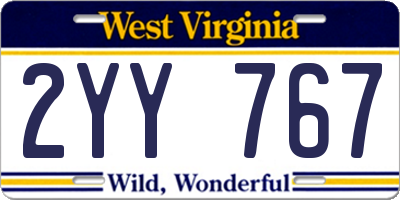 WV license plate 2YY767