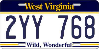 WV license plate 2YY768
