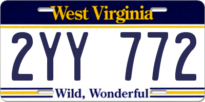 WV license plate 2YY772