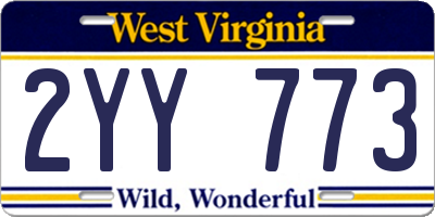 WV license plate 2YY773