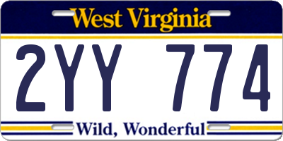 WV license plate 2YY774