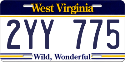 WV license plate 2YY775