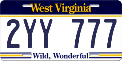 WV license plate 2YY777