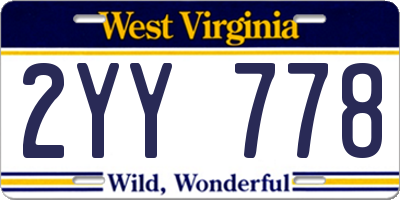 WV license plate 2YY778