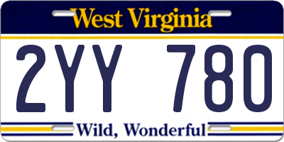WV license plate 2YY780