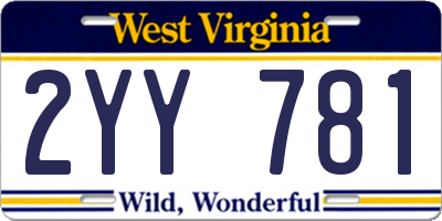 WV license plate 2YY781