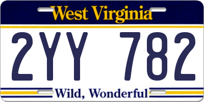 WV license plate 2YY782