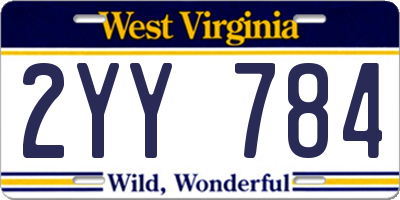 WV license plate 2YY784