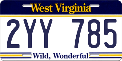WV license plate 2YY785