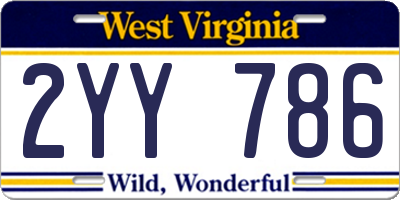 WV license plate 2YY786