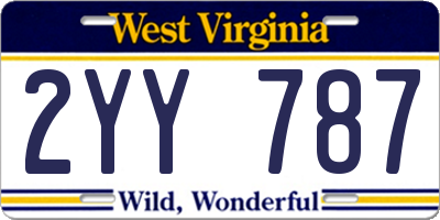 WV license plate 2YY787