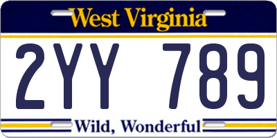 WV license plate 2YY789