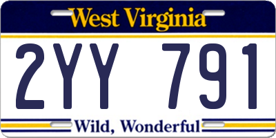 WV license plate 2YY791