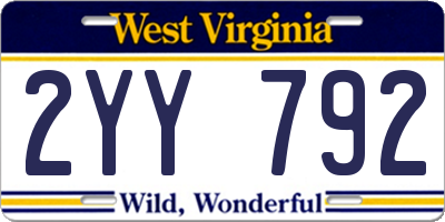 WV license plate 2YY792