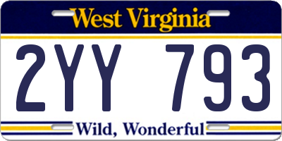 WV license plate 2YY793