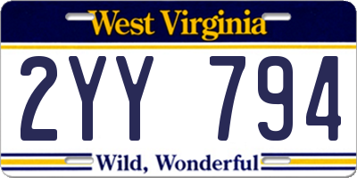 WV license plate 2YY794