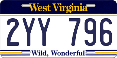 WV license plate 2YY796